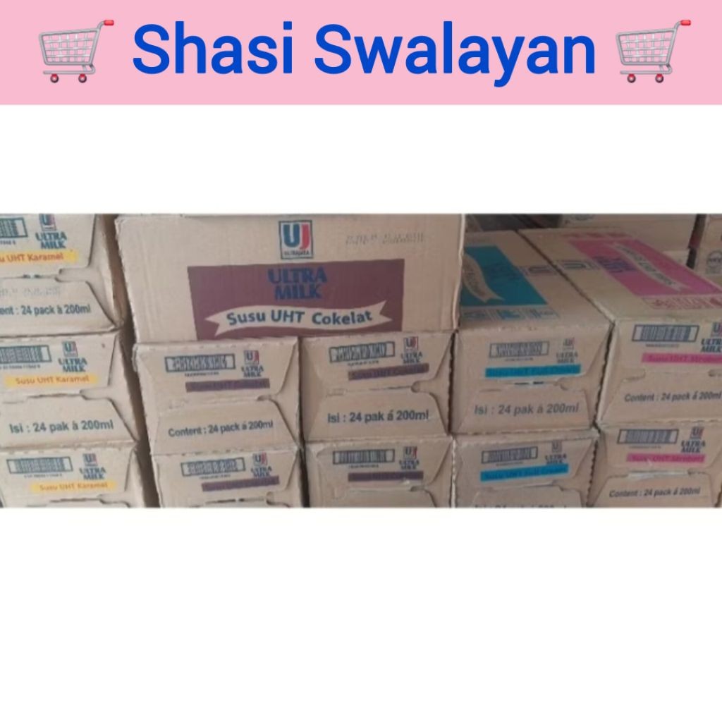 ULTRA MILK 1 Dus 24 Pcs 200 ML - Susu UHT Fullcream/ Coklat/ Strawberry/ Karamel/ Taro/ All Varian