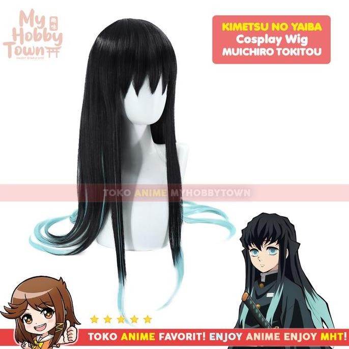 Wig Cosplay Anime Kimetsu no Yaiba Demon Slayer : Muichiro Tokito murah