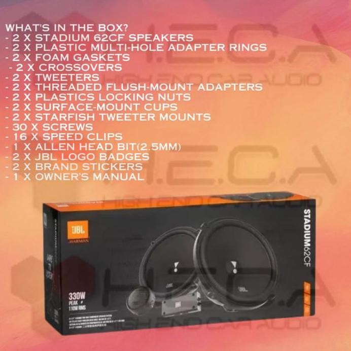 JBL STADIUM 62CF Speaker Split 6.5" inch 2-Way Pintu Component Set