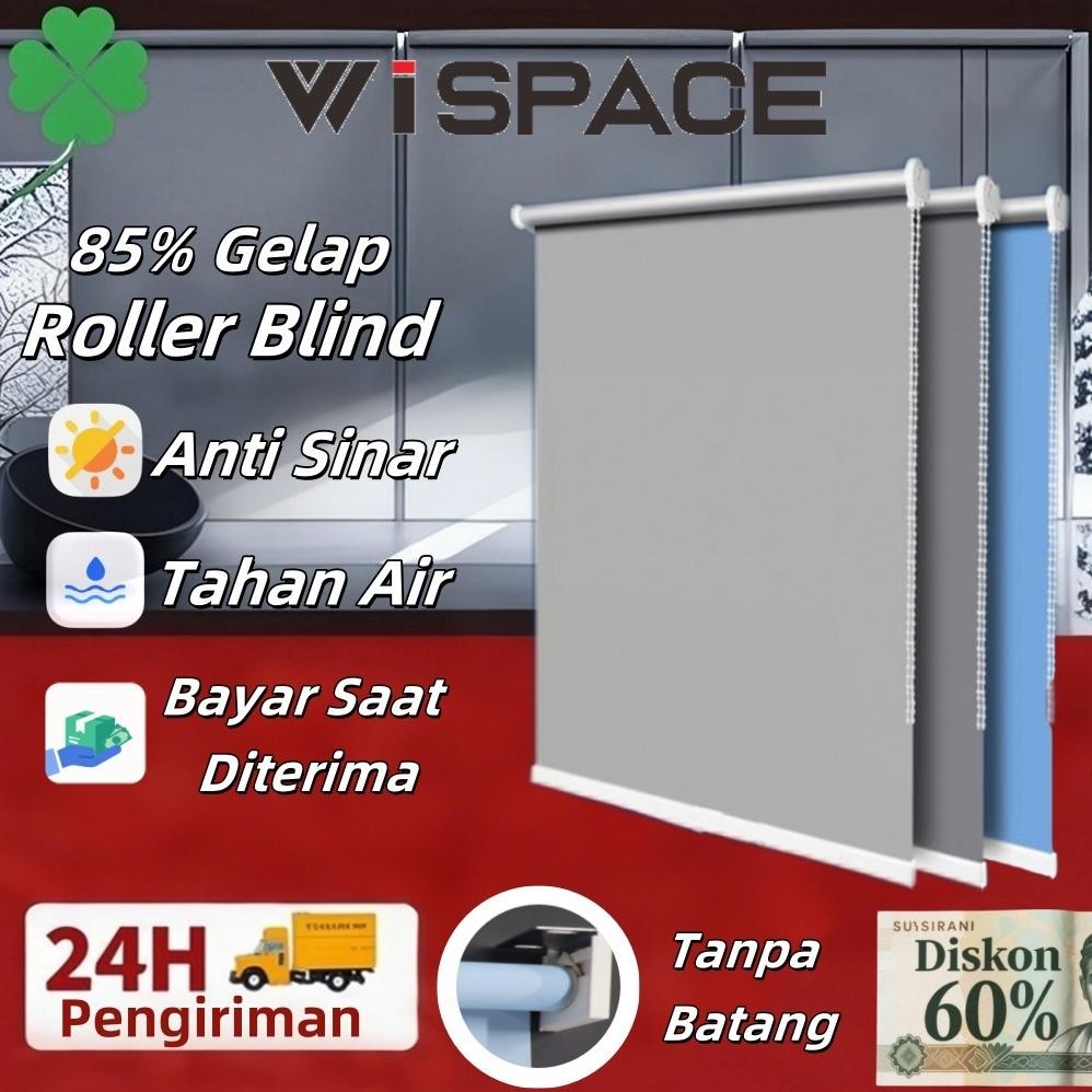 (DISKON TERBARU) WISPACE Roller Blinds Gorden Minimalis 85%Dimout Dapur&Kantor Hiasan Dinding Ruang 