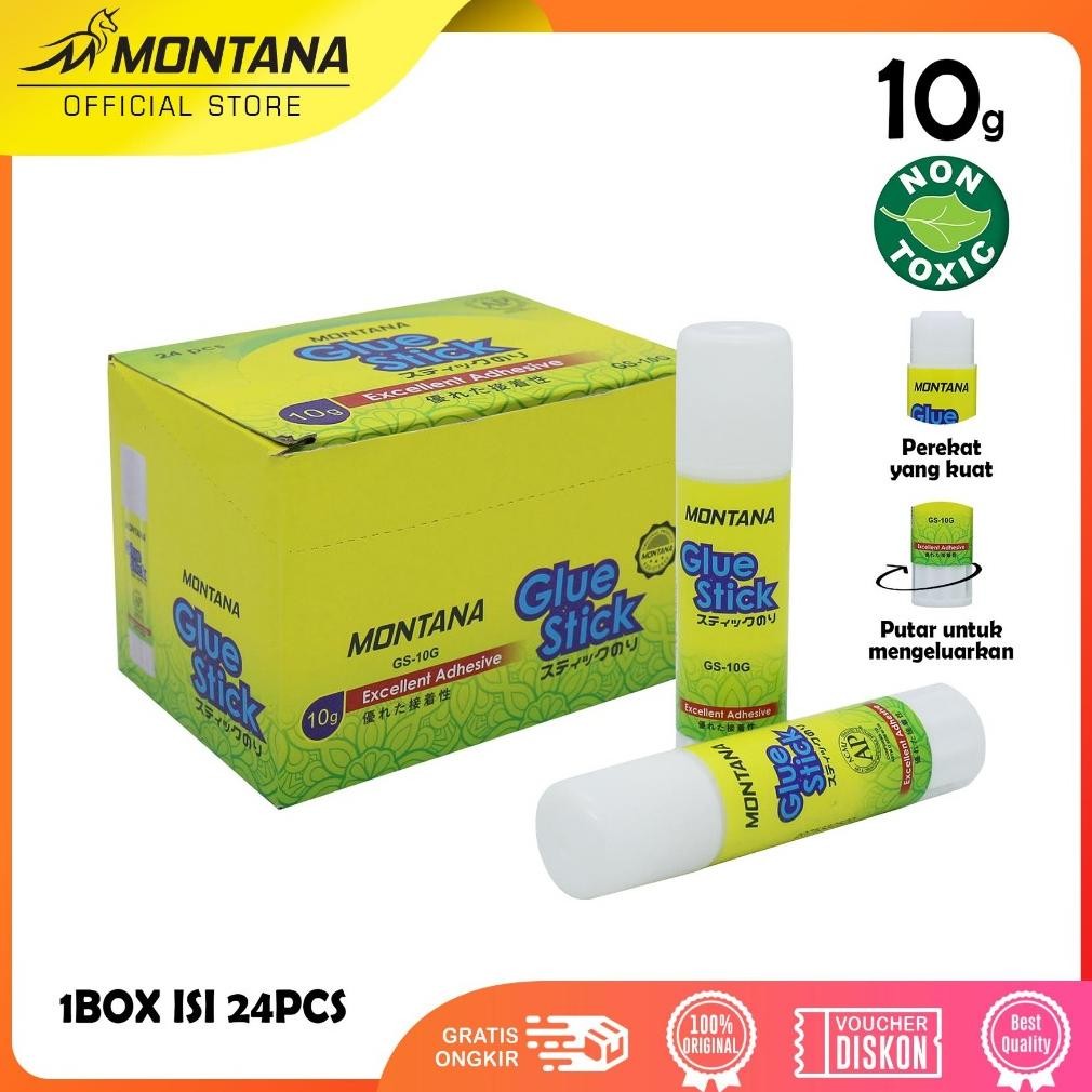 

Baru MONTANA Glue Stick Lem Batang 10g 24 Pcs Strong Adhesive Perekat Serbaguna GS-10/Box ~