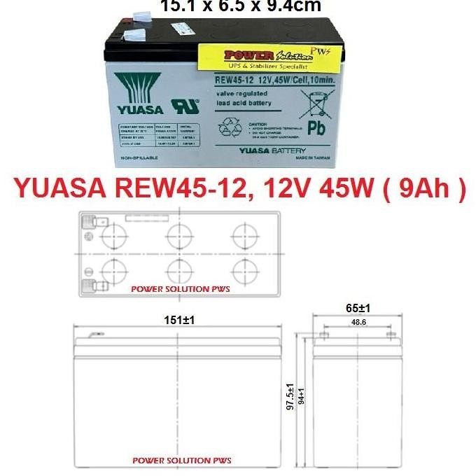 Baterai Ups 12V 9Ah Yuasa Npa9-12 12Volt 9 Ah Battery Batt Aki Accu