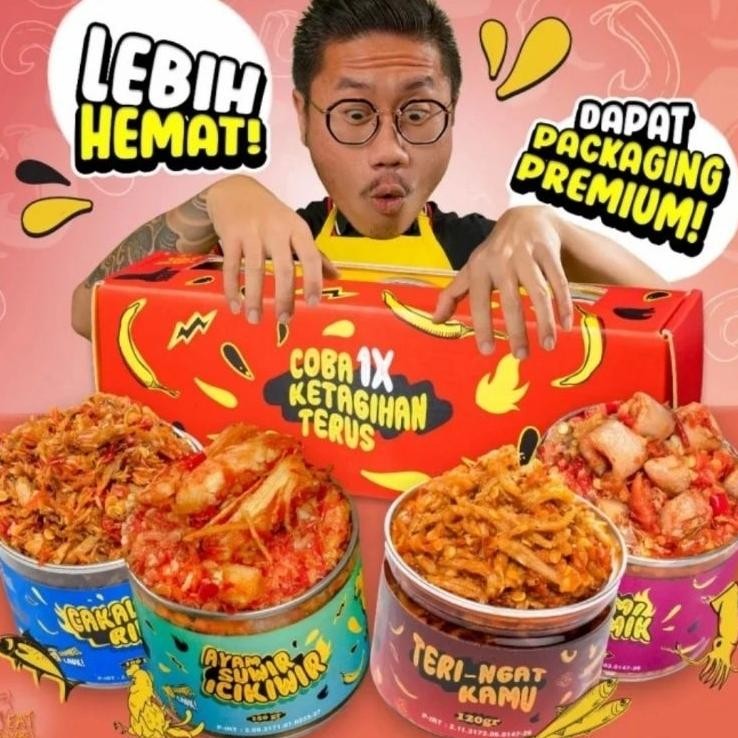 

Eatsambel Paket Hemat Isi 4 Kaleng Cumi Ciamik Cakalang Rindu Teri Ayam Suwir 150 Gr