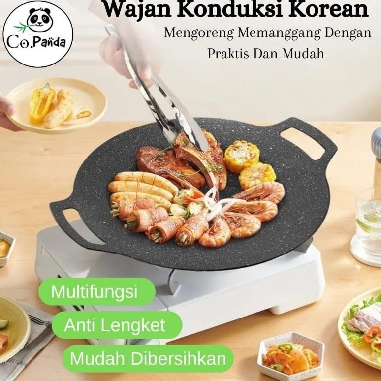 ''Terlaris" Grill Pan Wajan Konduksi Panggangan Bbq Kebab 34 Cm Bulat Untuk Danging Anti Lengket Mul
