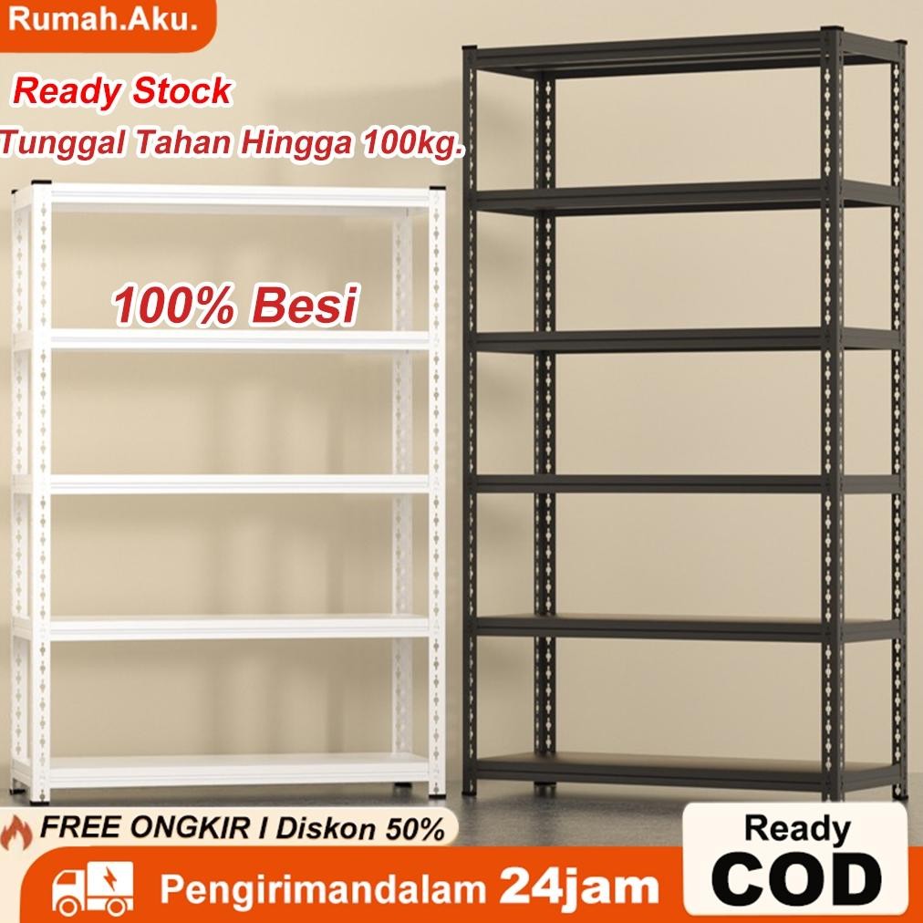 Rak Besi Siku 6 Tingkat Rak Susun Besi Rak Aquarium Rak Penyimpanan Rak Gudang Rak Supermarket 200*4