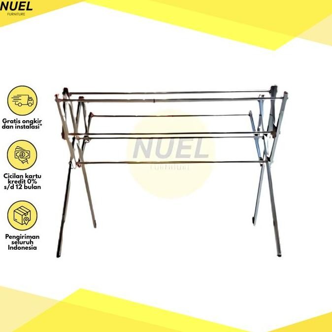 NURL Jemuran Baju Stainless Kotak / Gantungan Pakaian Besi Kuat