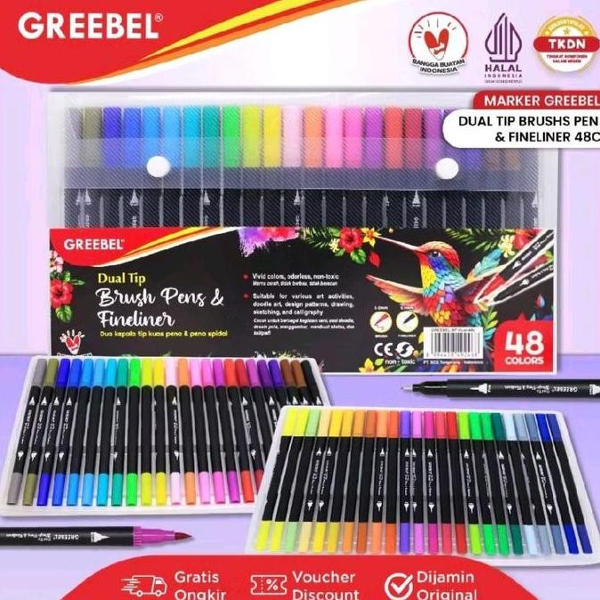 

GREEBEL DUAL TIP BRUSH PEN COLOUR 48 WARNA / PENA KUAS / SPIDOL SET MARKER DRAWING PEN ORIGINAL DAN TERPERCAYA