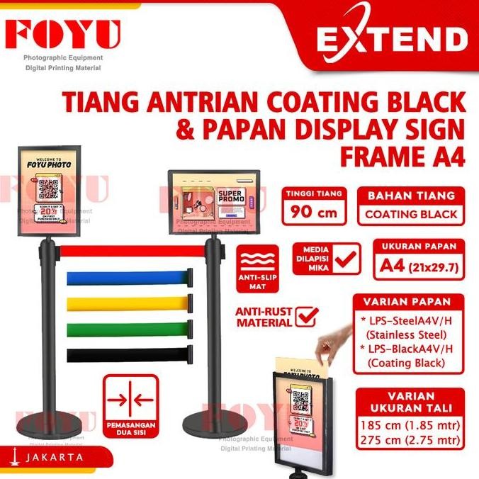 

TERLARIS - Tiang Pembatas Antrian Black Pita Line Papan Display Sign Frame A4