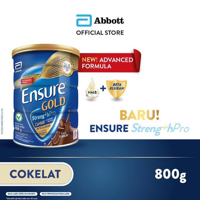 

terbaru ensure gold strengthpro susu nutrisi rendah laktosa cokelat 800g