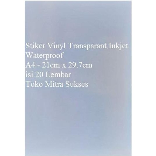 

Baru Stiker Transparan A4 Inkjet Waterproof - Vinyl Label Glossy Bening