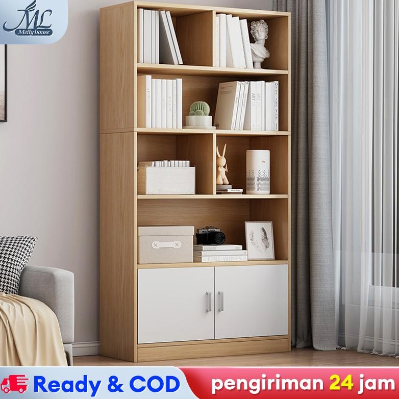 Rak Buku Kayu 180CM Lemari Buku Susun Rak Buku Minimalis Lemari Buku Aesthetic Rak Serbaguna