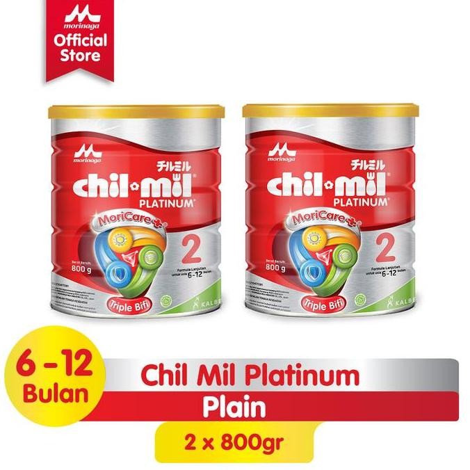 

terbaru paket 2 pcs morinaga chil mil platinum susu formula bayi 6-12 bulan 800g