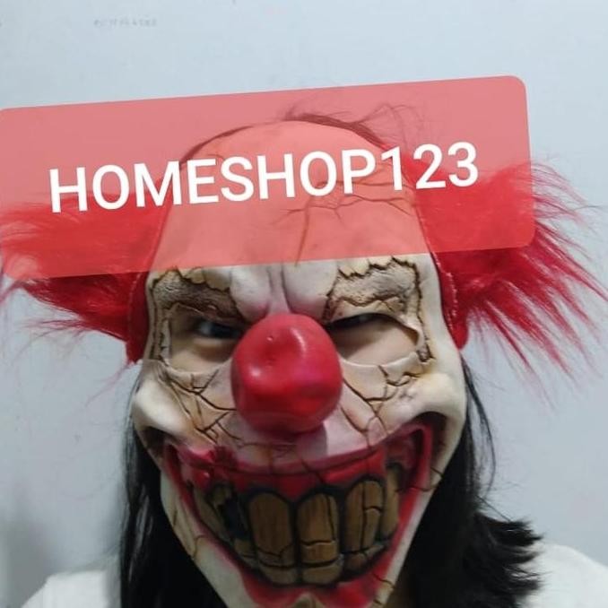 Original Topeng Badut Latex Mask Clown Joker Halloween Scream Buffoon Dewasa