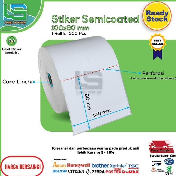 

Baru Label Semicoated 100X80Mm - Stiker Thermal Ukuran Besar