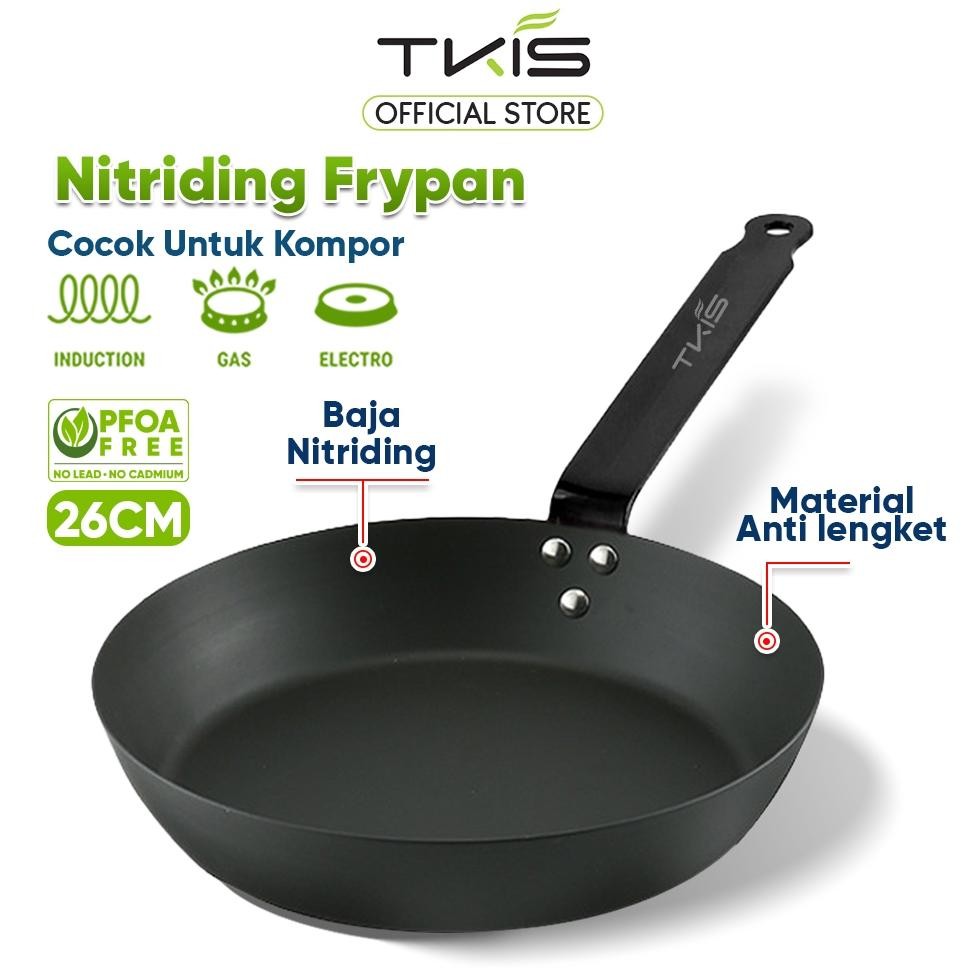 Murah Tkis Nitriding Fry Pan 26Cm Wajan Baja Nitriding Skillet Pan Steak Pan Wajan Anti Lengket Tk-A