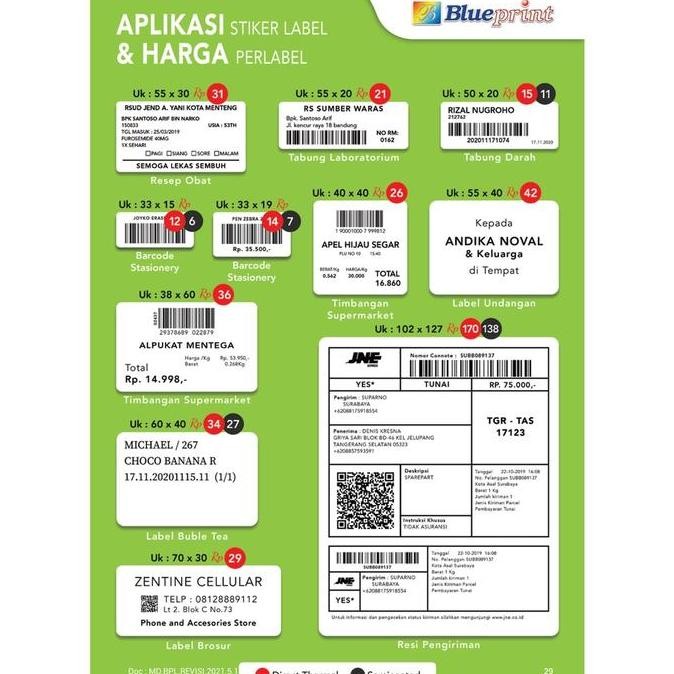 

Baru Stiker Thermal 55X40Mm - Kertas Label Blueprint 10 Roll Direct Thermal