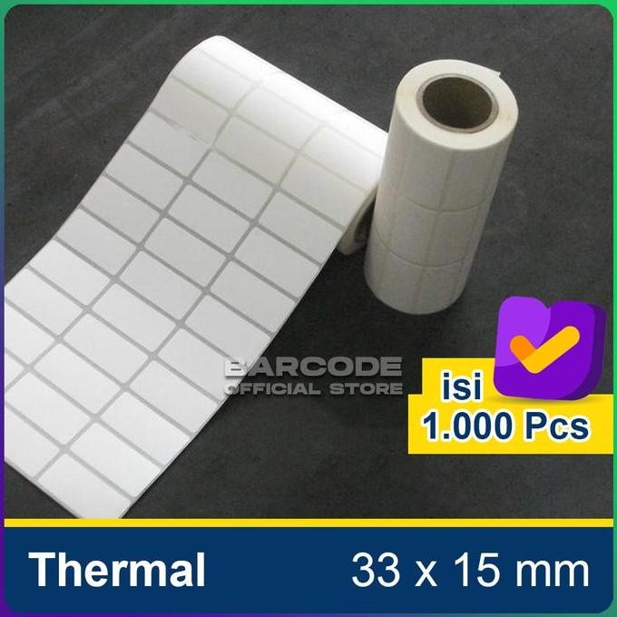 

Baru Label Thermal 33X15Mm 3 Line - Stiker Bare Barcode Core 1" Isi 1000Pcs