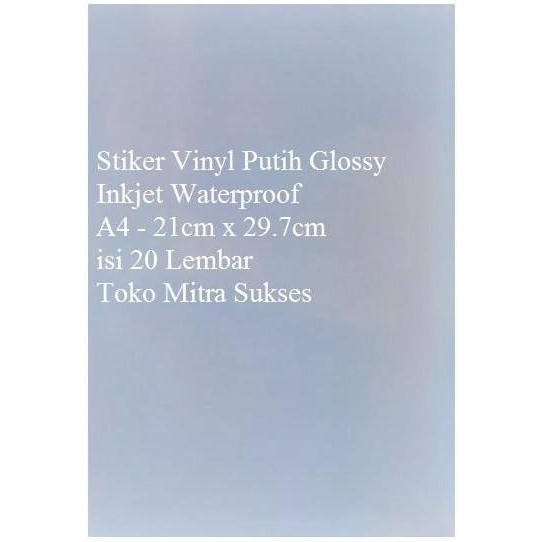 

Baru Stiker Vinyl Glossy Putih Inkjet A4 - Stiker Anti Air Waterproof