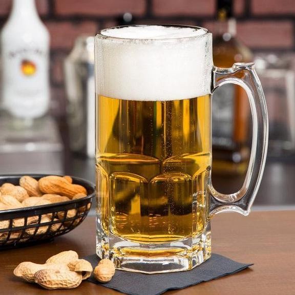 Original Gelas Bir Jumbo 1 Liter | Gelas Gagang Kaca Besar Beer Glass 1L