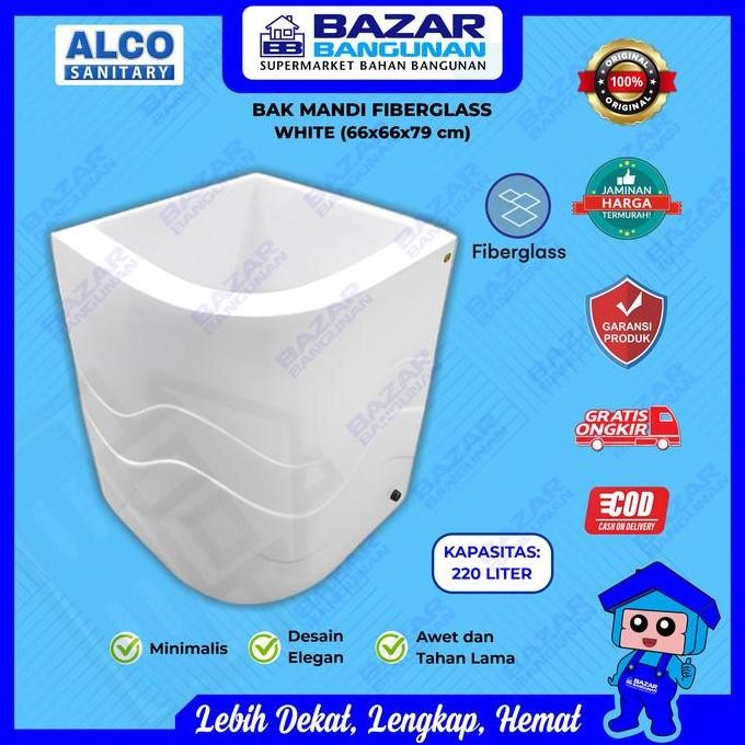 terbaru bak air sudut 220 liter alco oval fiberglass - ember gentong kamar mandi luxury putih