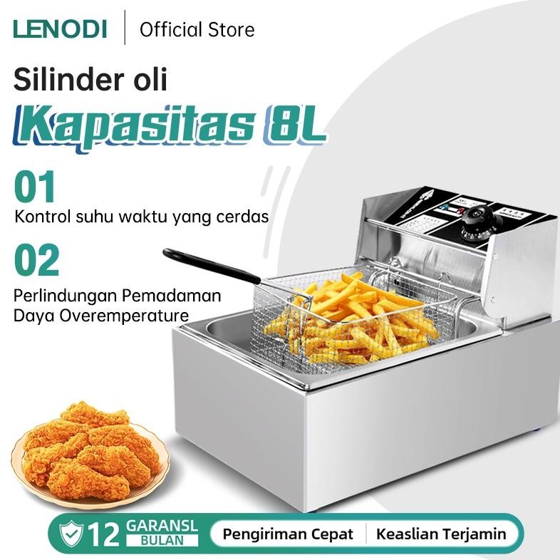 ''Terlaris" Lenodi 8L Penggoreng Listrik, Penggorengan Dalam, Multifungsi, Kental, Kapasitas Besar, 