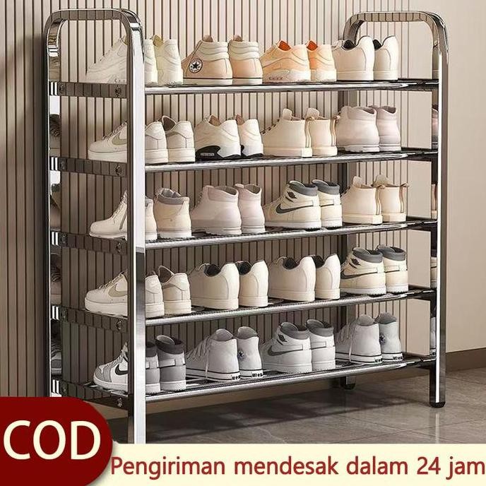Rak Sepatu Sandal Stainless Steel Rak Sepatu Rak dapur Rak Sepatu Stainless Steel Multifungsi