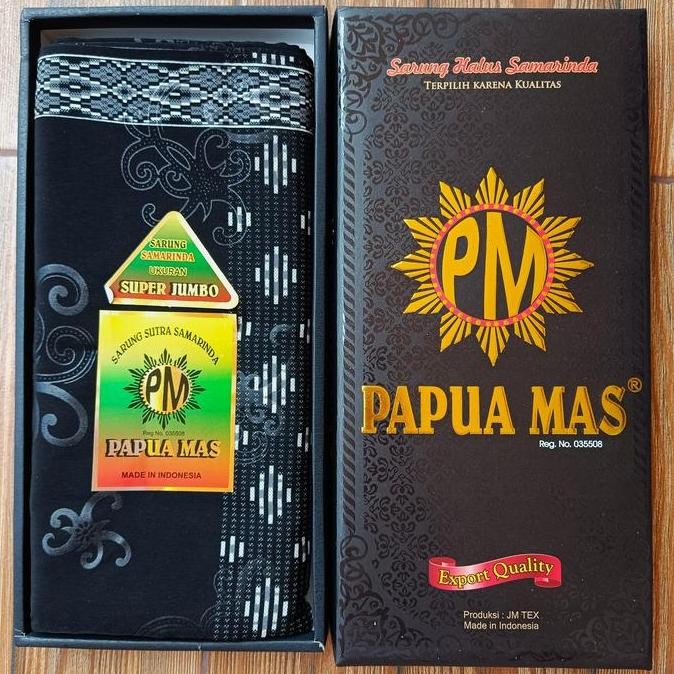 Asli Sarung Muslim Pria Papua Mas Hitam Motif Batik Halus Bonus Dus Lebaran Sholat
