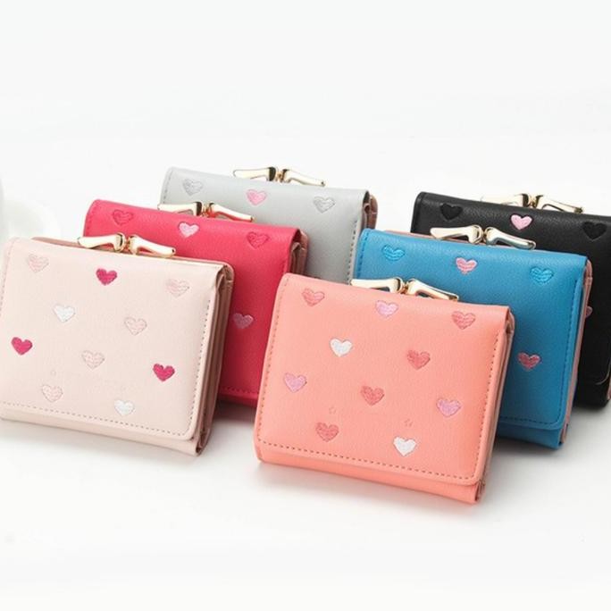 DOMPET WANITA DOMPET LIPAT LOVE DOMPET KECIL UNIK DOMPET MURAH BS