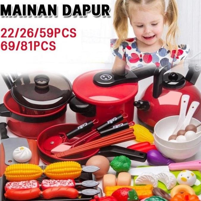 Diskon! Mainan Dapur Anak 69 81 Pcs Set Simulasi Masak Masakan Bermain Rumah Lengkap
