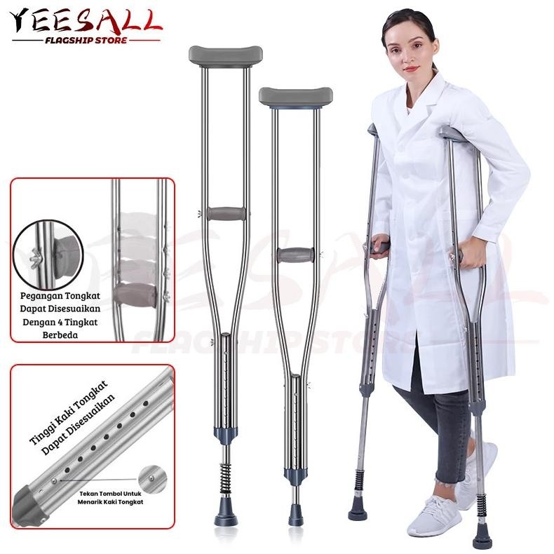 Tongkat Ketiak Stainless/Tongkat Ketiak Alat Bantu Jalan Tongkat Kruk Crutch/ Crutch / Kruk Sella / 