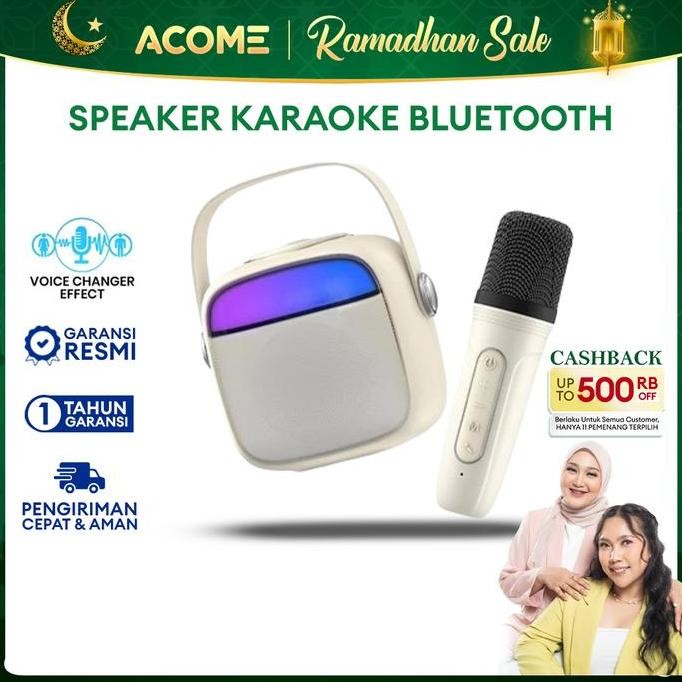 DISKON ACOME A9 SPEAKER KARAOKE BLUETOOTH 5.3 - MINI RGB + VOICE CHANGER
