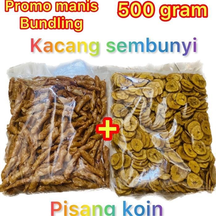 

SL Isi 2 Paket hemat 500 graman keripik pisang manis dan kue kacang sembunyi manis