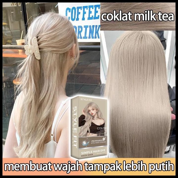 Terlaris Tanpa Bleach  Pink Coklat Hair Color 200Ml Pewarna Rambut Cat Rambut  Grey Brown Milk Tea C