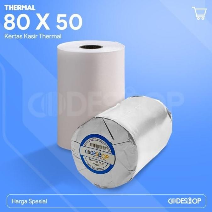 

TERLARIS - 100 Roll Kertas Termal 80 x 50 / 80x50 mm / 80x50mm Struk Kasir