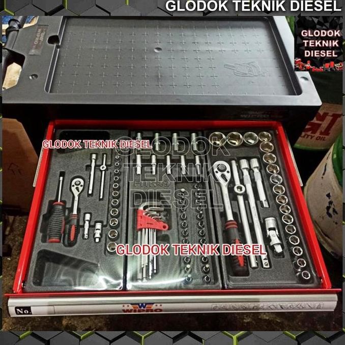 Tool Box Trolley Cabinet + Tool Kit Set 6 Susun 127 pcs WIPRO ORIGINAL