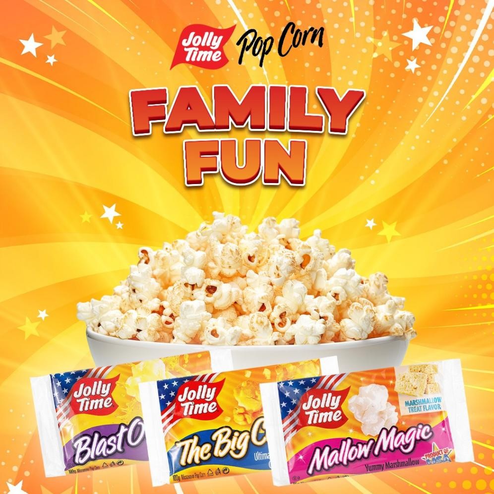 

Jolly Time - Paket Family Fun (1BOB, 1TBC, 1MM) - Mircowave Popcorn -Live