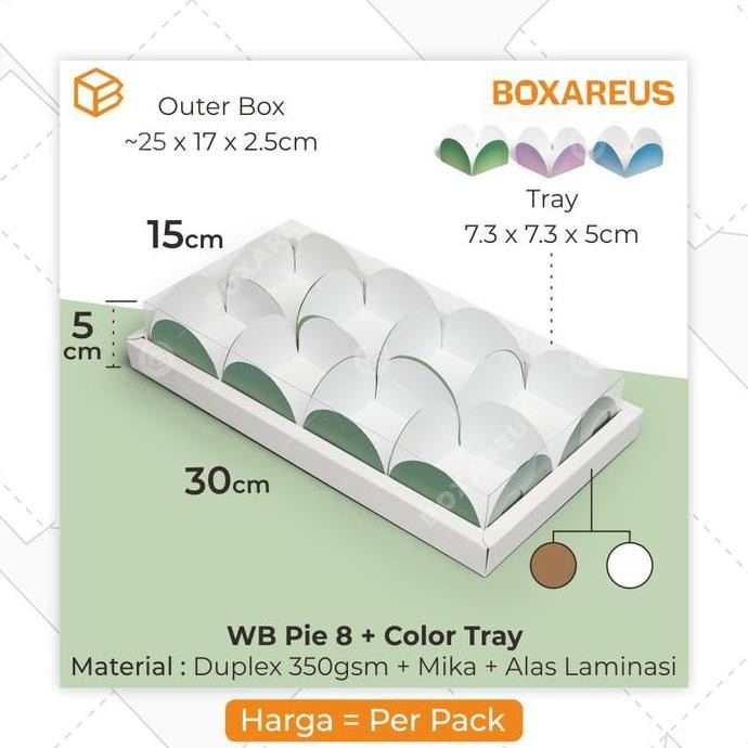 

BEBAS ONGKIR - Dus Mika Idul Fitri Pie Box Lebaran Sekat 8 Fruit Tart Kue | WB Pie 8