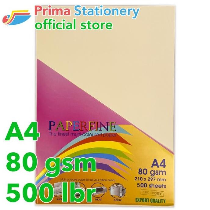 

BEBAS ONGKIR - Paperfine Kertas HVS Warna A4 IT 100 Ivory Rim isi 500 lbr [TC]