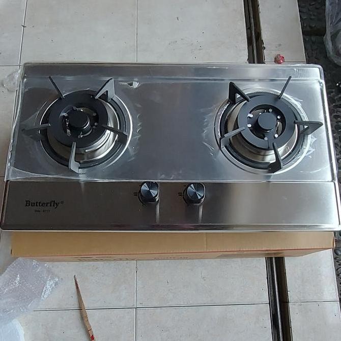 Kompor Gas Tanam Stainless Butterfly Komplit Selang Regulator Winn Gas