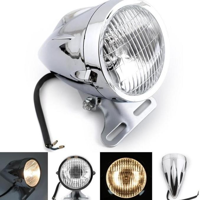 Lampu Lampu Lampu Bulet Chrome 4 3/4 "Sepeda Motor untuk Chopper Bobber Custom