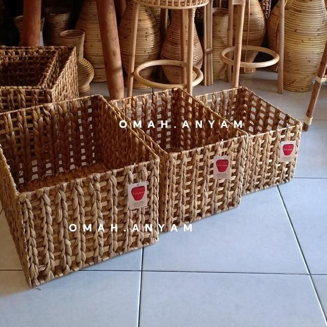 Keranjang anyam eceng gondok | Storage Eceng gondok | Keranjang anyam Kerawang Eceng Gondok Penyimpa
