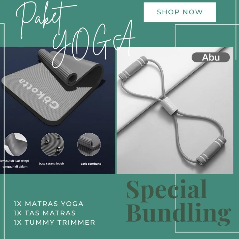 Gokotta Bundling Hemat Matras Olahraga Dan Tali Yoga Elastis Yogas Mat Matras Anti Slip Free Tas Mat