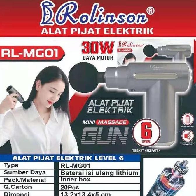 Ready stock] Alat Pijat Elektrik Mini Massage Gun 6 Kecepatan 30W Rolinson RL-MG01