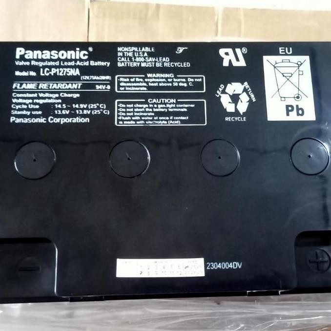 New  Baterai VRLA Panasonic 12V 75Ah LC-P1275NA Aki Kering 75Ah