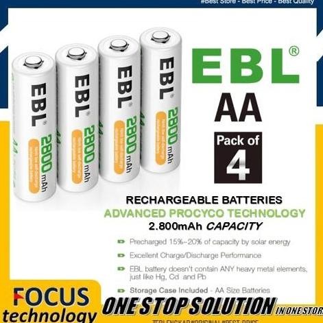 New  EBL Battery AA 2800 mAH Rechargeable