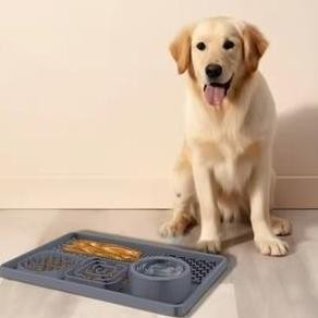 ready Pet Feeder Silikon Bentuk Square Bowl Slow / Pet Feeder Untuk Anjing Kucing / Tempat Makan Hew