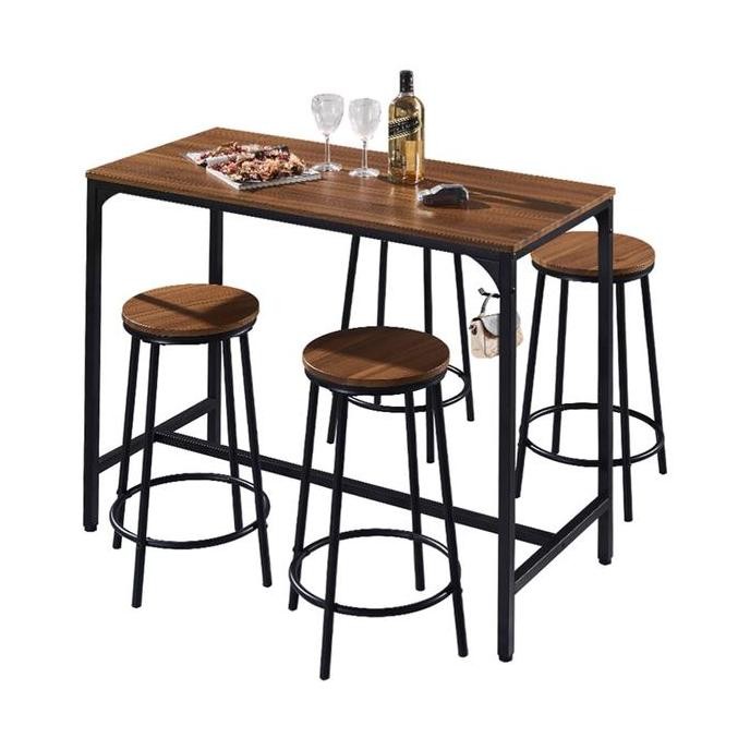 Informa Balgan Set Meja & Bangku Bar - Cokelat Bar Stool Kursi Kafe Bartending Bar Table Meja Makan 