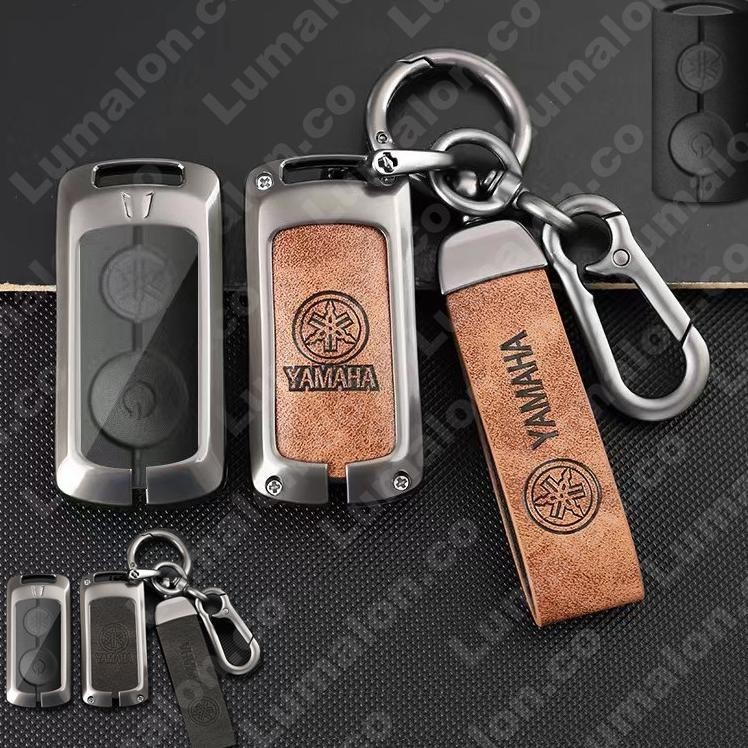 Cod Cover Remote 1Set Case Kunci Remote Bahan Kulit Logam Kunci Remote Cover Kunci Motor Yamaha Gran