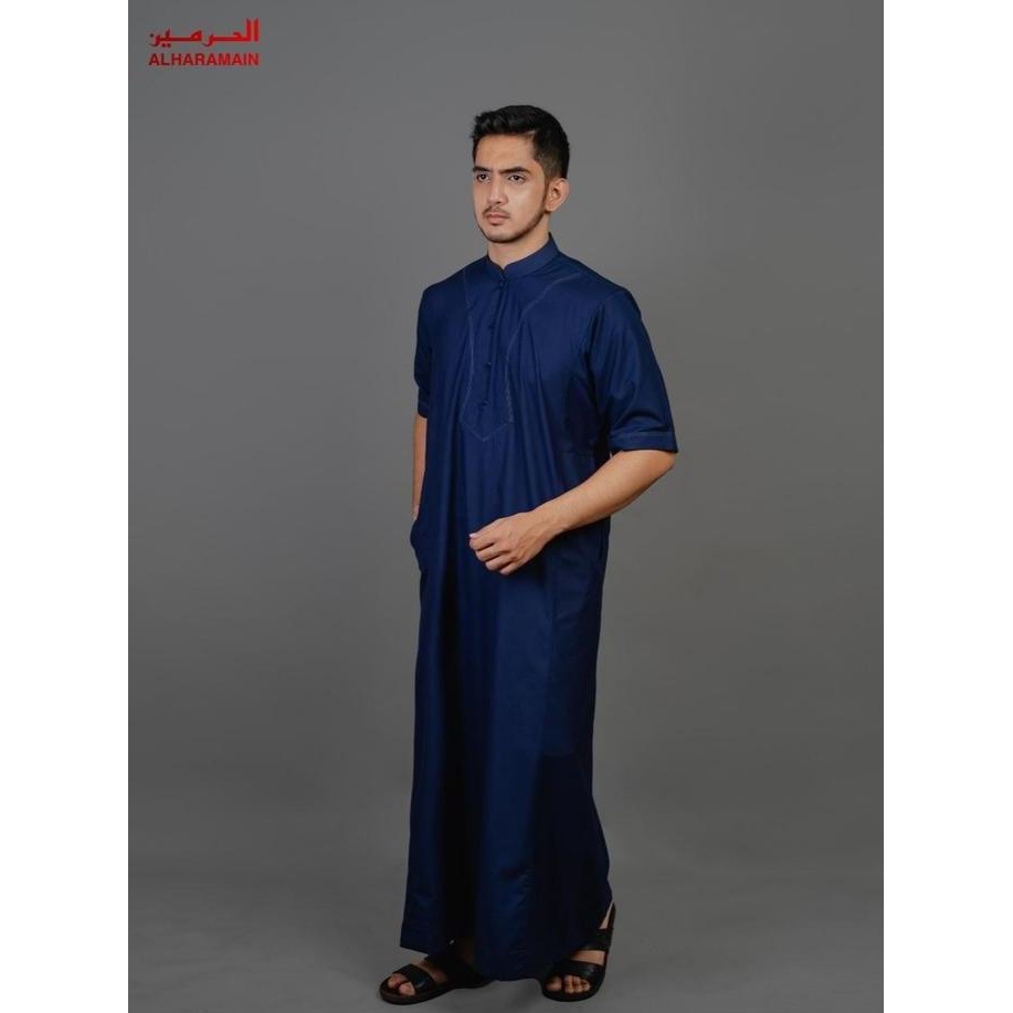 AL Haramain Jubah / Gamis Pria Dewasa Premium Resleting (IGH 001) | Navy | Biru Muda | Coklat Tua | 