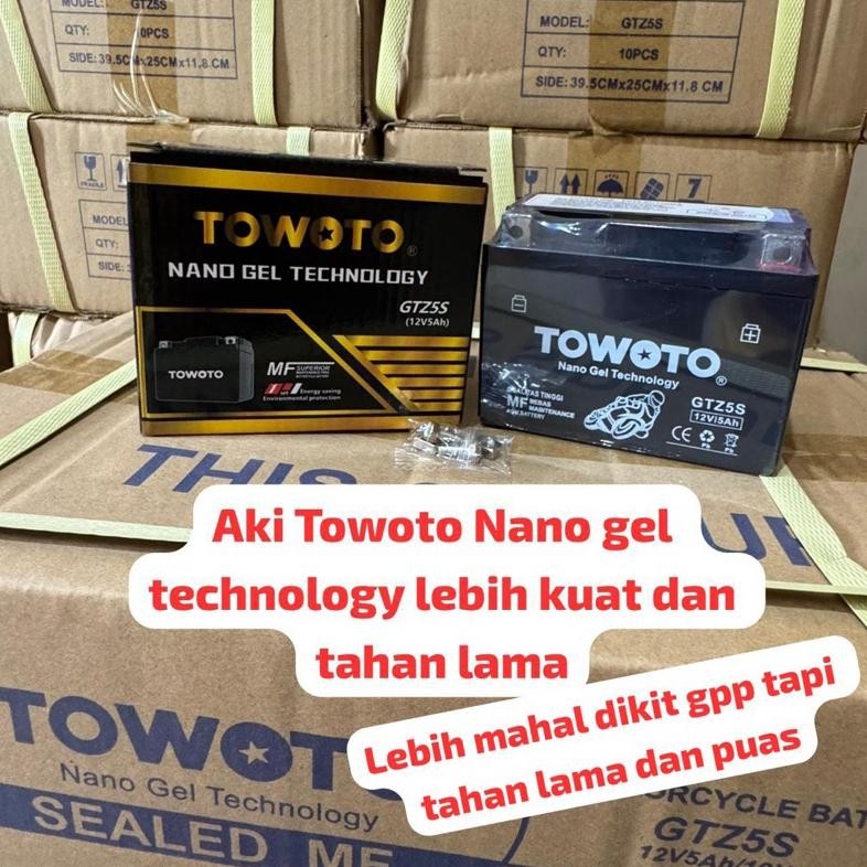 ''Terlaris" Aki Battery Motor Towoto Full Kering Gtzs Beat Fi Beat Pop Supra12 Supra12Fi Revo Absolu